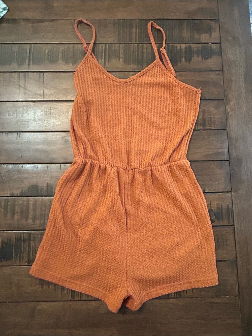Rust Orange Textured One-Piece Romper